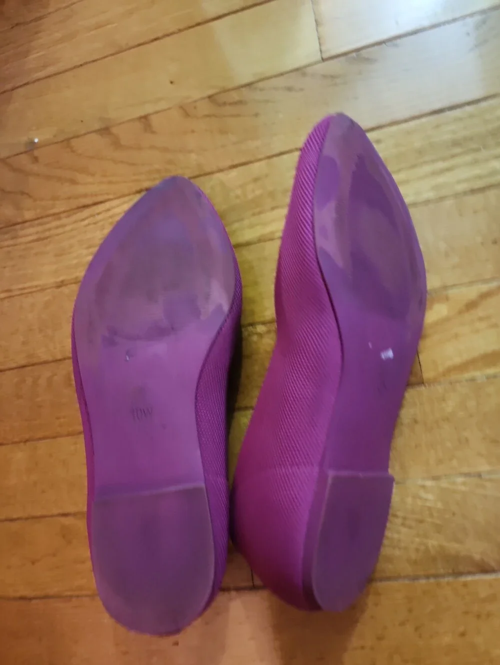 Lane Bryant Knit Slip-On Magenta Pointed-Toe Ballet Flats